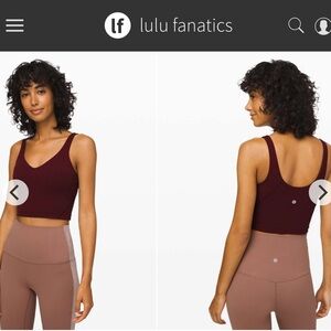 Lululemon Align Cropped Tank Top Sz 6 Garnet Nulu Yoga Burgundy Maroon